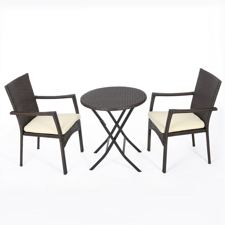 Water-Resistant, Foldable Bistro Set with Long-Lasting Rattan Finish