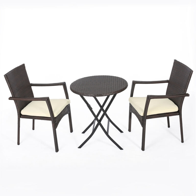 Water-Resistant, Foldable Bistro Set with Long-Lasting Rattan Finish