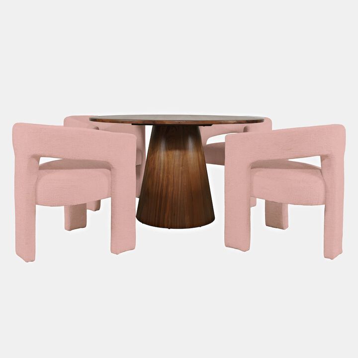 Jofran Gwen Luxury Mid-Century Modern Five Piece Dining Set with Upholstered Chairs