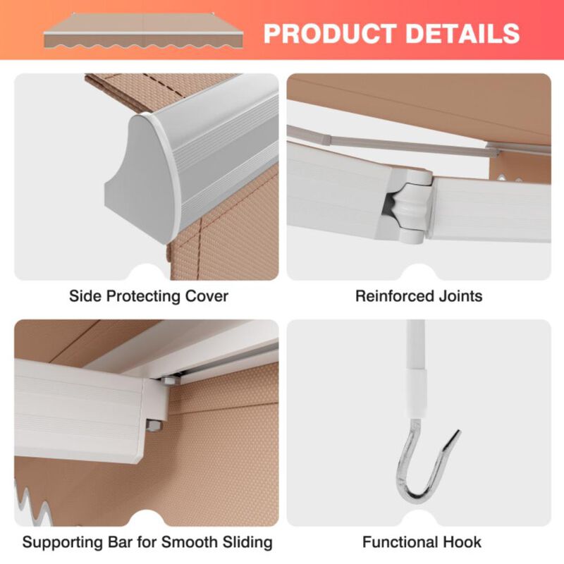 Hivvago Hivvago 10 x 8.2 Feet Retractable Awning with Easy Opening Manual Crank Handle