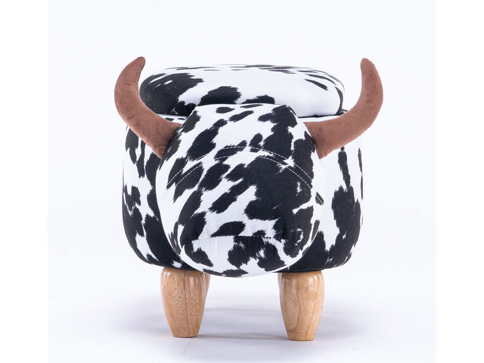 Black and White Cow Storage Ottoman
