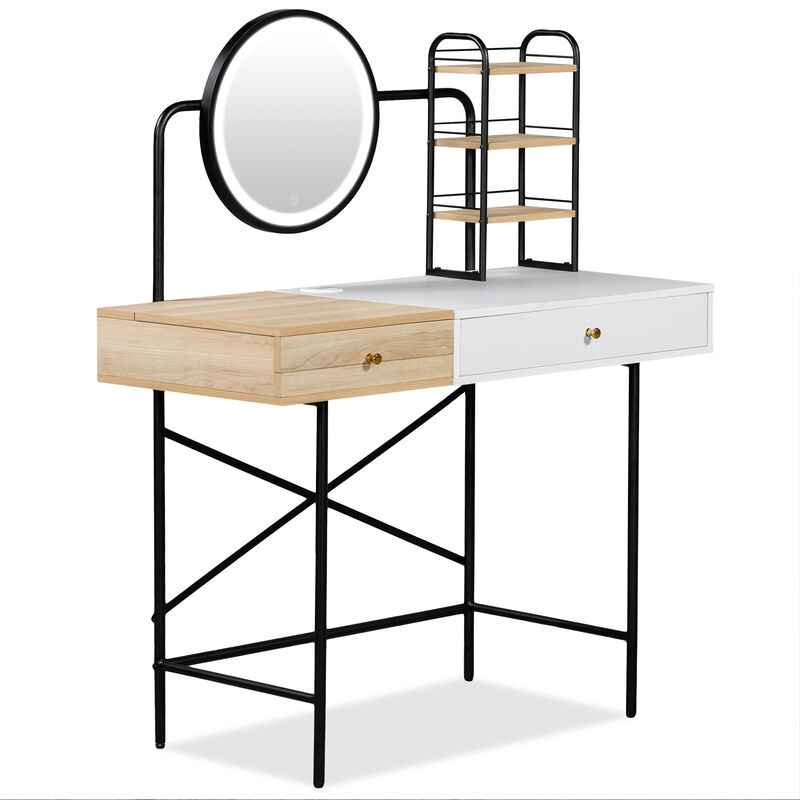Merax Makeup Vanity Desk with 3-Mode Lighted Mirror