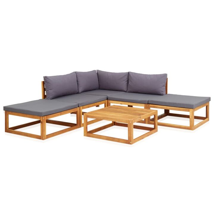 vidaXL 6 Piece Garden Lounge Set with Cushions Solid Acacia Wood