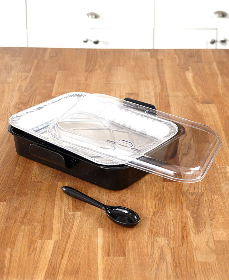 UBER PARTY PANS - 9"X13" TO GO CASSEROLE FOIL PAN CARRIER 2 IN 1 BLACK