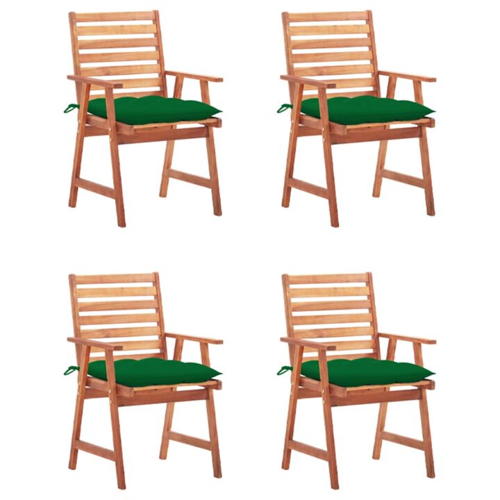 vidaXL Patio Dining Chairs 4 pcs with Cushions Solid Acacia Wood