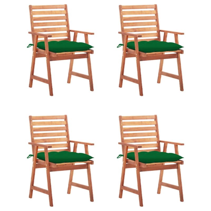 vidaXL Patio Dining Chairs 4 pcs with Cushions Solid Acacia Wood