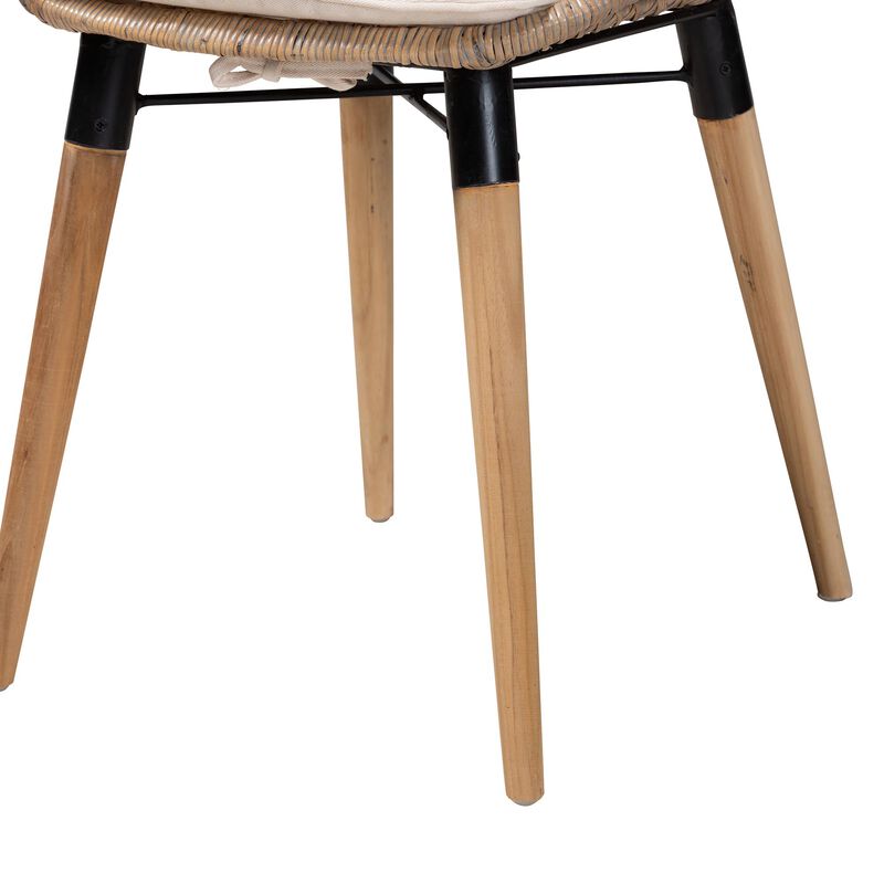 Bali & Pari Sabelle Modern Greywashed 2-Piece Dining Chair Set