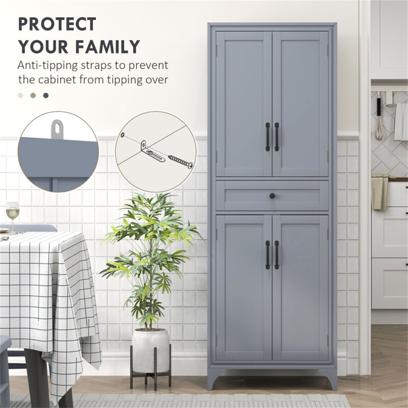 Multi-Functional Kitchen Cabinet with Adjustable Shelves