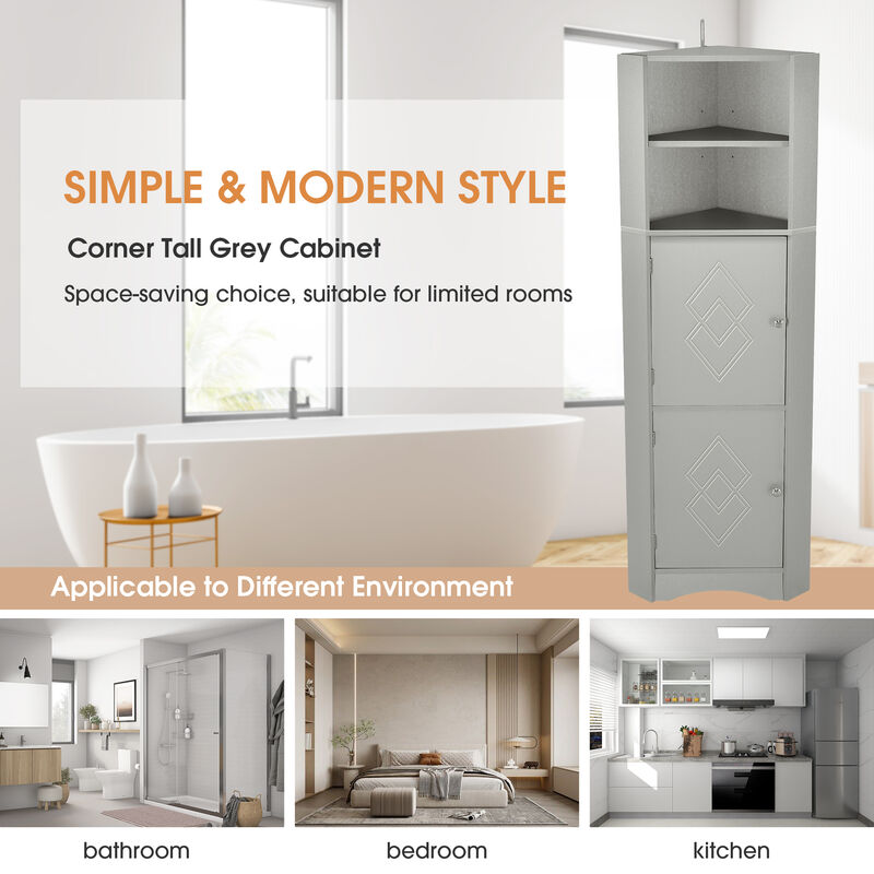 Merax Freestanding Bathroom Storage Cabinet with Doors
