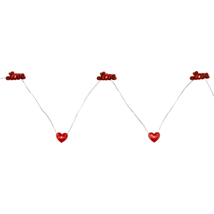 20-Count Red Valentine's Day Love and Heart LED Fairy Lights  6.25ft  Copper Wire