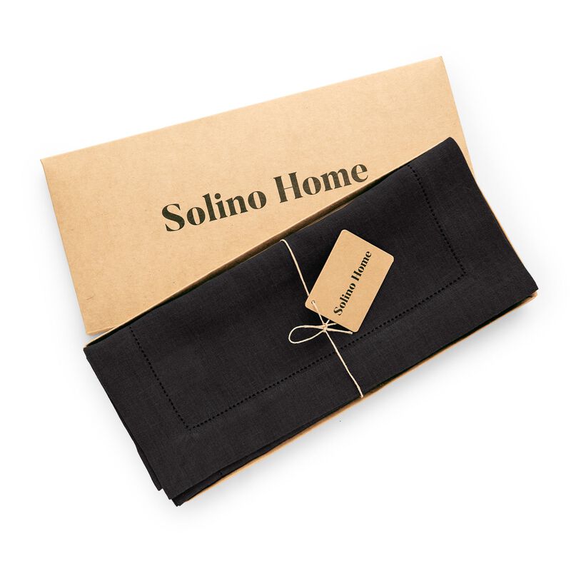 Solino Home 100% Pure Linen Table Runner | Sonoma Hemstitch
