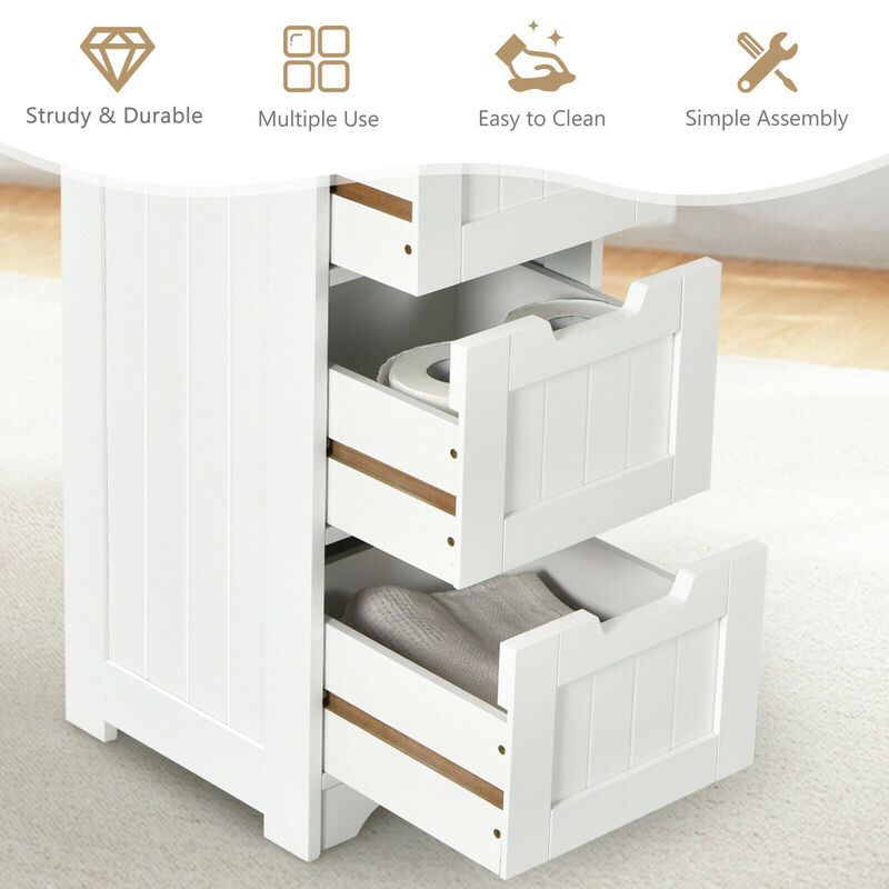Costway Bathroom Floor Cabinet Free-Standing Side Storage Organizer w/ 4 Drawers