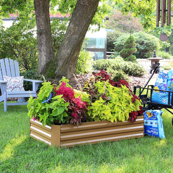 Sunnydaze Galvanized Steel Rectangle Raised Garden Bed