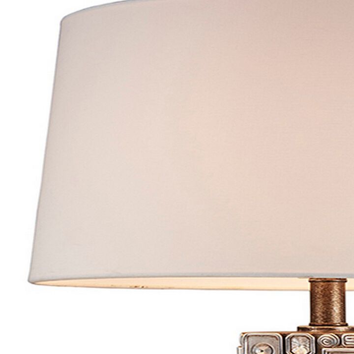 Table Lamp with Abstract Mirror Block Base, Bronze-Benzara