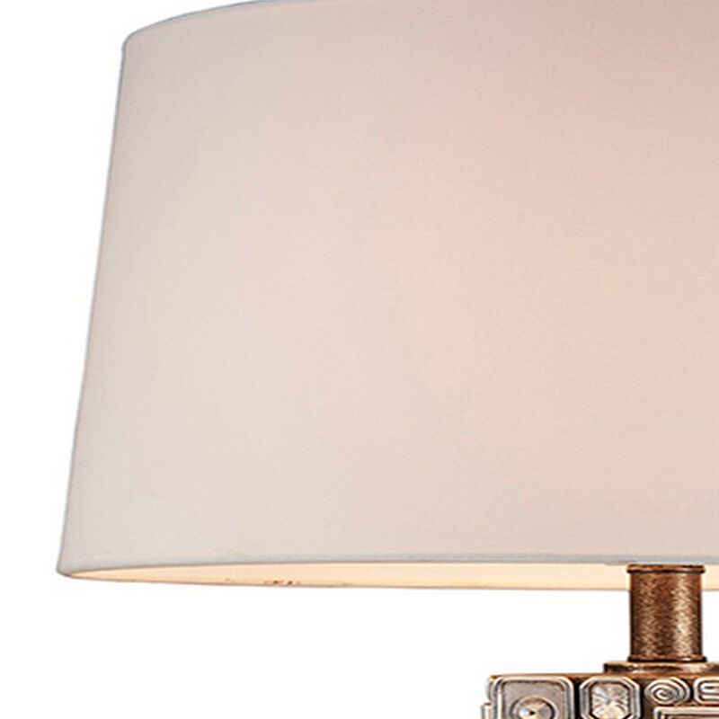 Table Lamp with Abstract Mirror Block Base, Bronze-Benzara