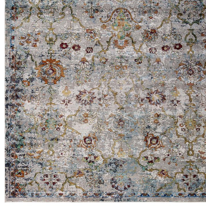 Success Manuka Distressed Vintage Floral Lattice 4x6 Area Rug - Multicolored