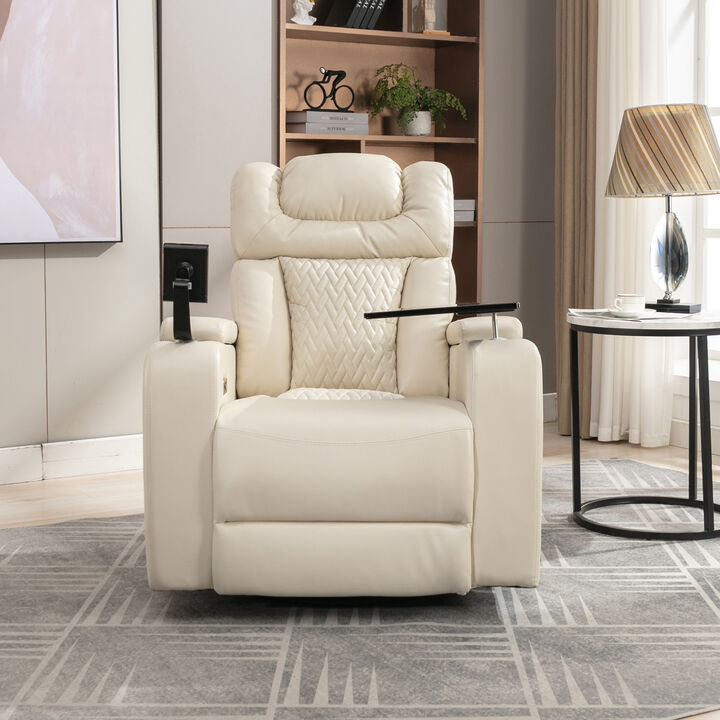 Merax 270 Degree Swivel PU Leather Power Recliner Chair