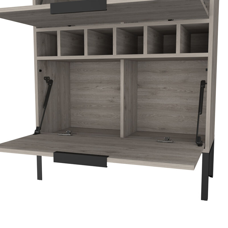 DEPOT E-SHOP Staten Bar Cabinet, Six Built-in Wine Rack, Two Door Flexible Cabinets, Light Gray