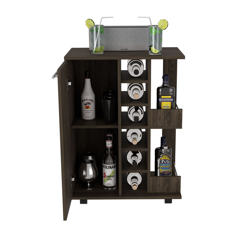 Bar Cart Wells, Living Room, Dark Walnut
