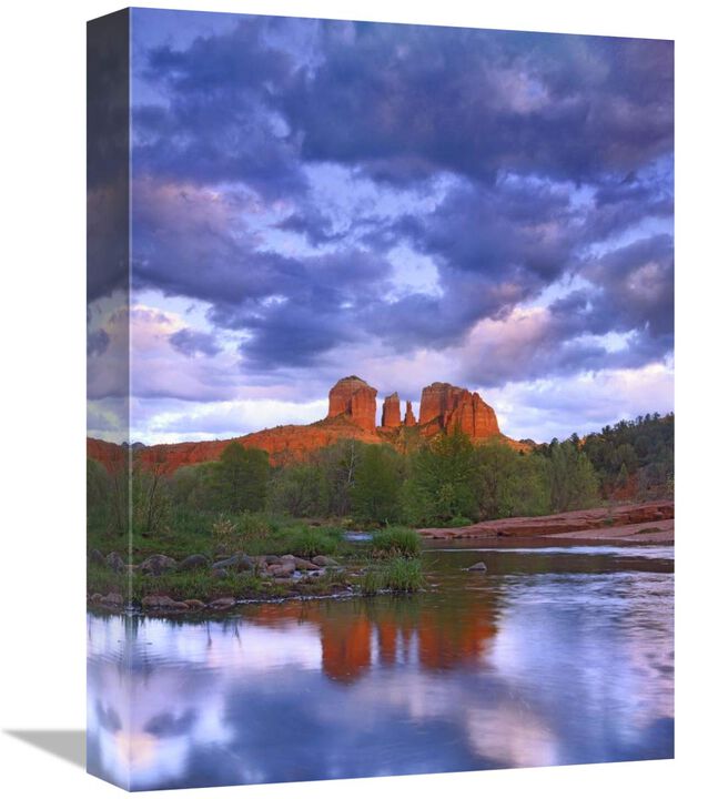 Cathedral Rock reflected in Oak Creek at Red Rock Crossing, Arizona-Canvas Art-12x16