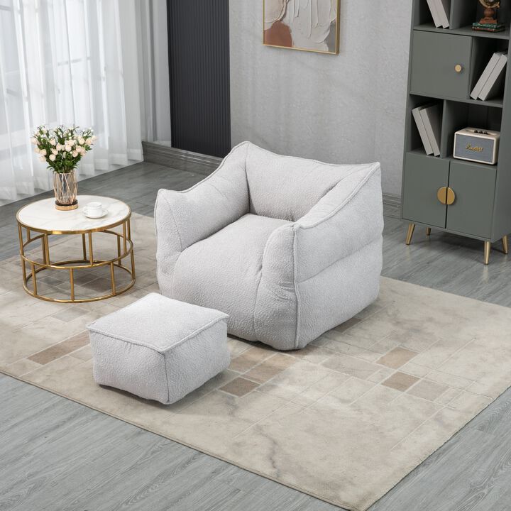 Mondawe Beanbag Chair Lazy Sofa with Footstool Comfort Lounger High Back Bean Bag Couch