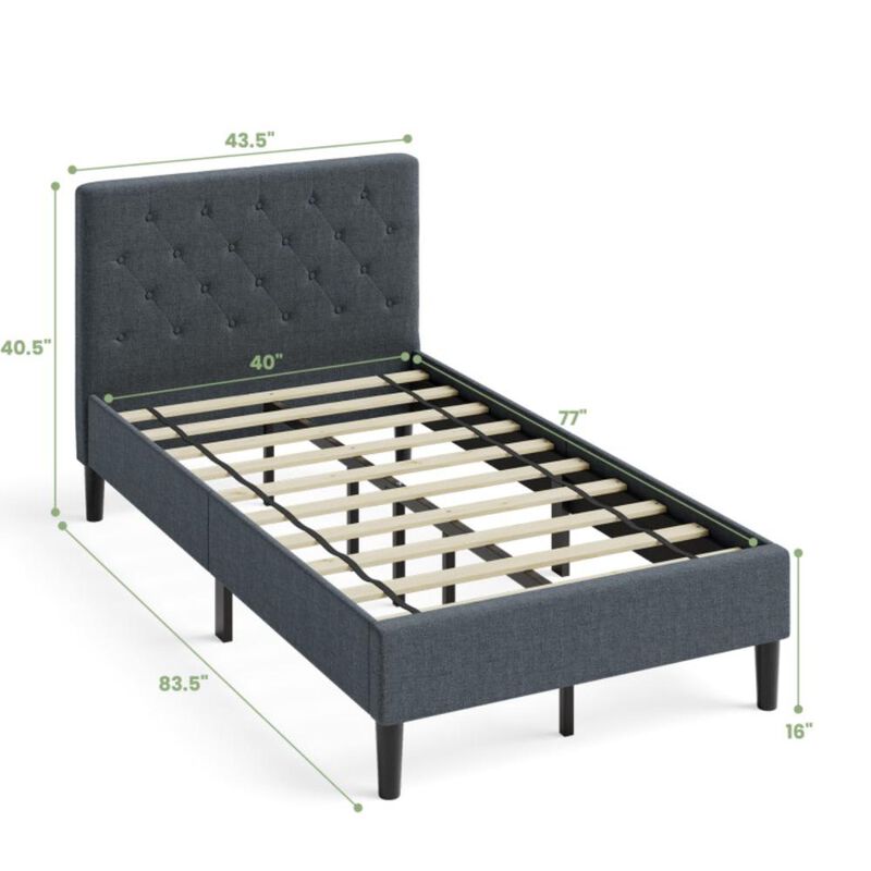 Hivvago Upholstered Bed Base with Button Stitched Headboard