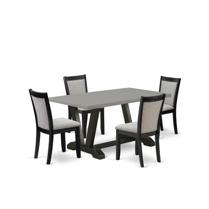 East West Furniture V696MZ606-5 5Pc Dining Room Set - Rectangular Table and 4 Parson Chairs - Multi-Color Color