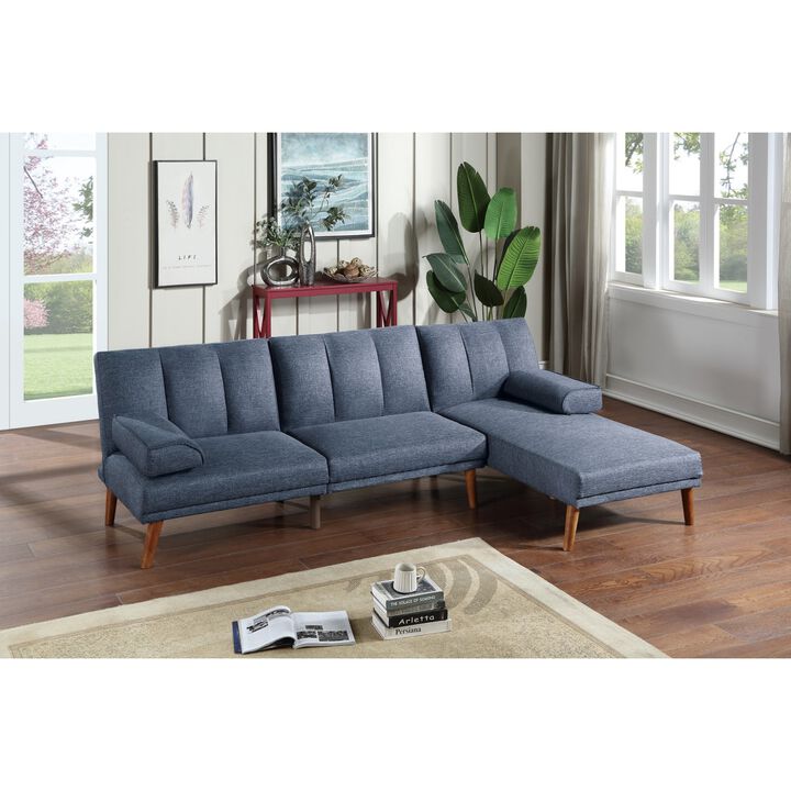 Navy Polyfiber Sectional Sofa with Adjustable Chaise
