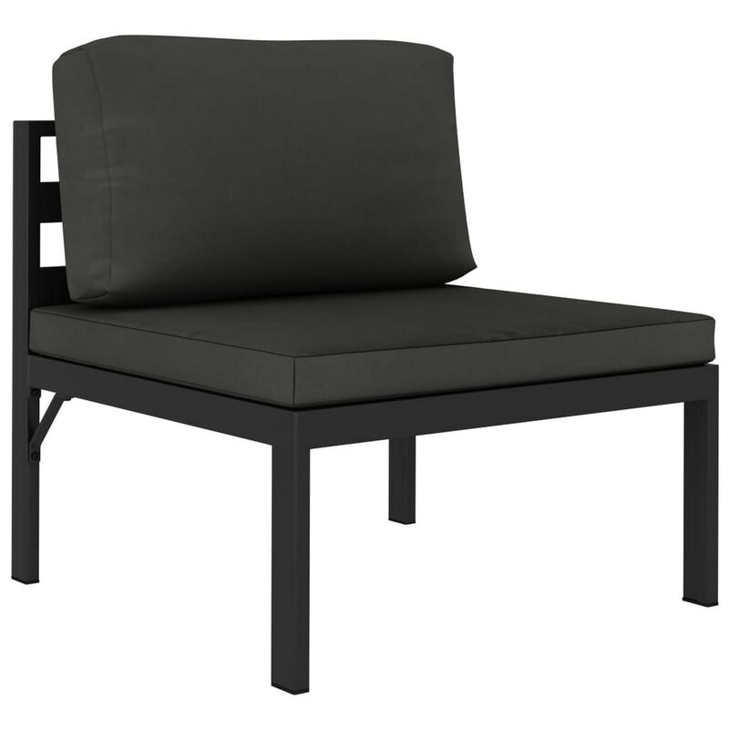 Shina 5pc Outdoor Modular Sofa Set with Table, Gray Metal, Polyester - Benzara