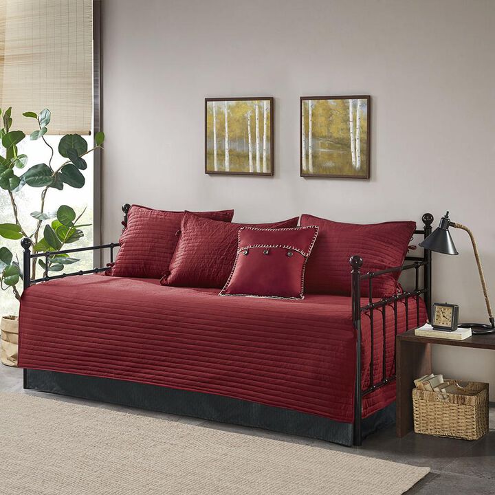 Madison Park 100% Polyester Herringbone Printed 6pcs Reversible Daybed Cover Set