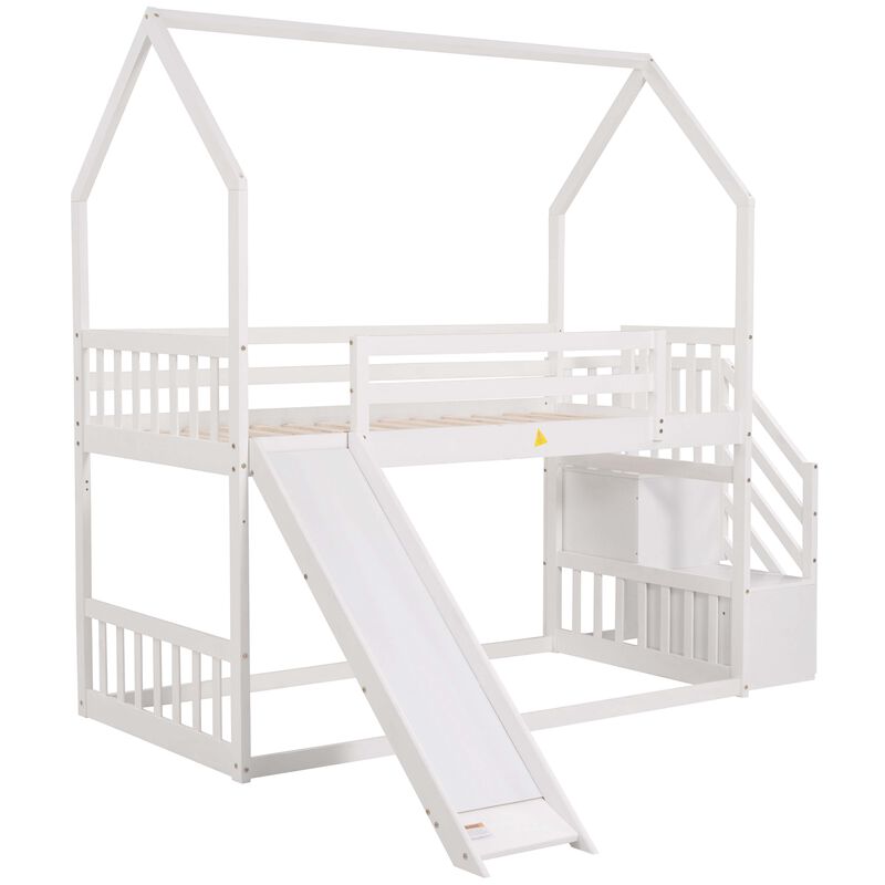 Merax House Bunk Bed with Slide