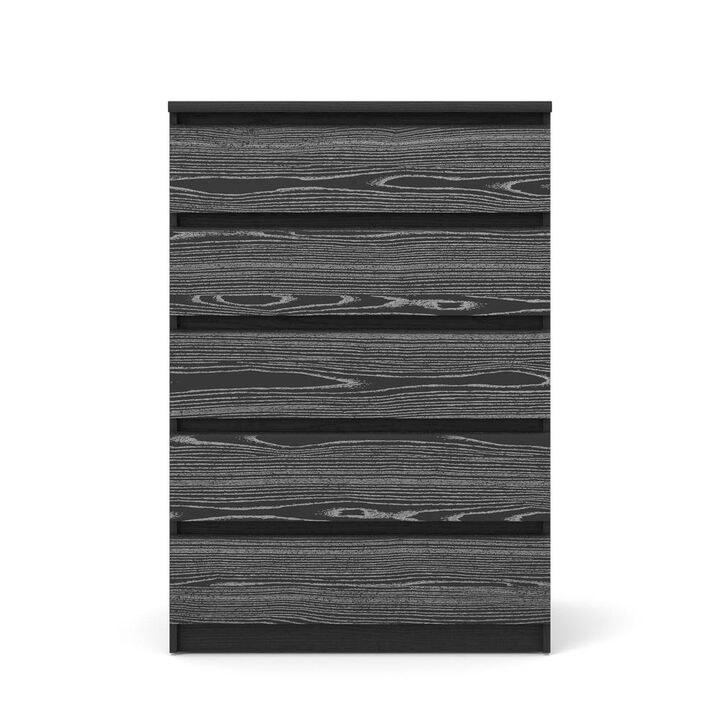 FurniFact Black Storage Cabinet - 5 Drawer Organizer with Sleek and Modern Design