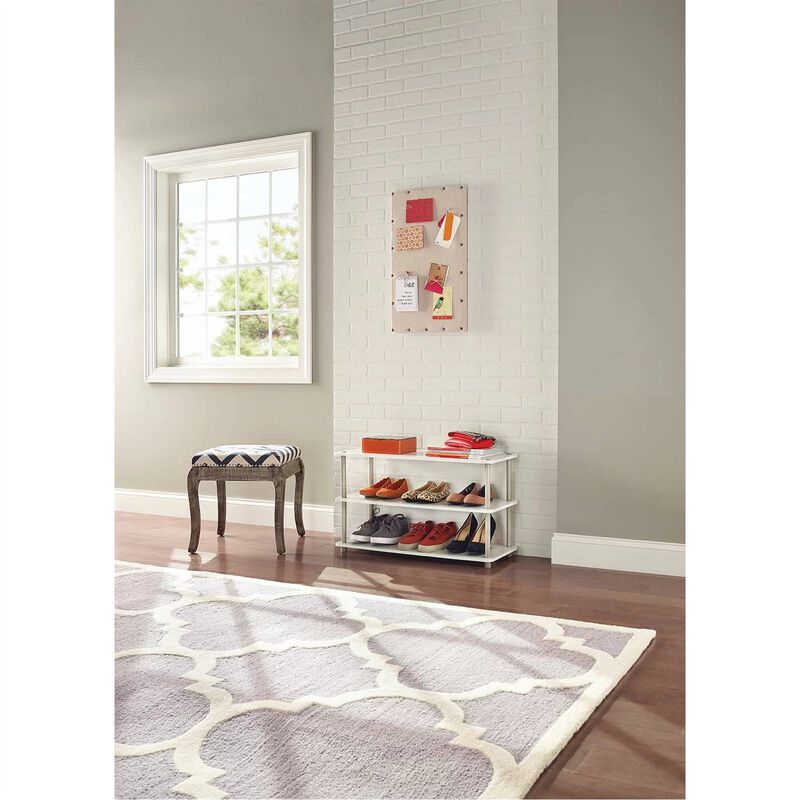 QuikFurn White 3-Shelf Modern Shoe Rack - Holds up to 12 Pair of Shoes
