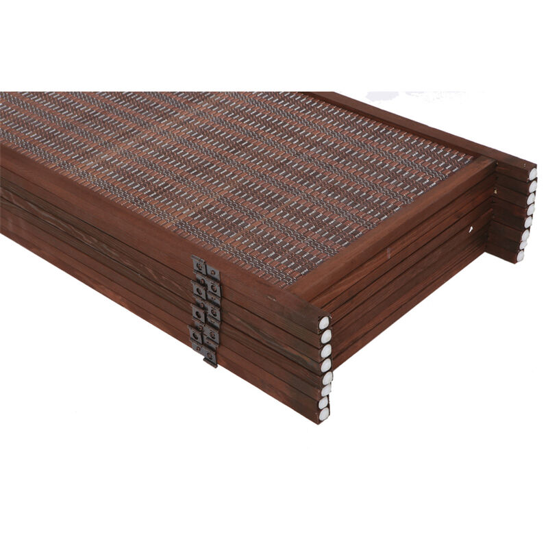 Legacy Decor 8 Panel Room Divider Brown Color Wood and Bamboo Weave