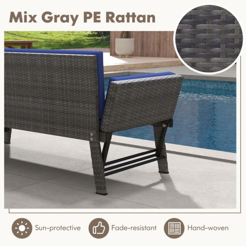 Hivvago Outdoor Convertible Sofa Daybed with Adjustable Armrests for Balcony