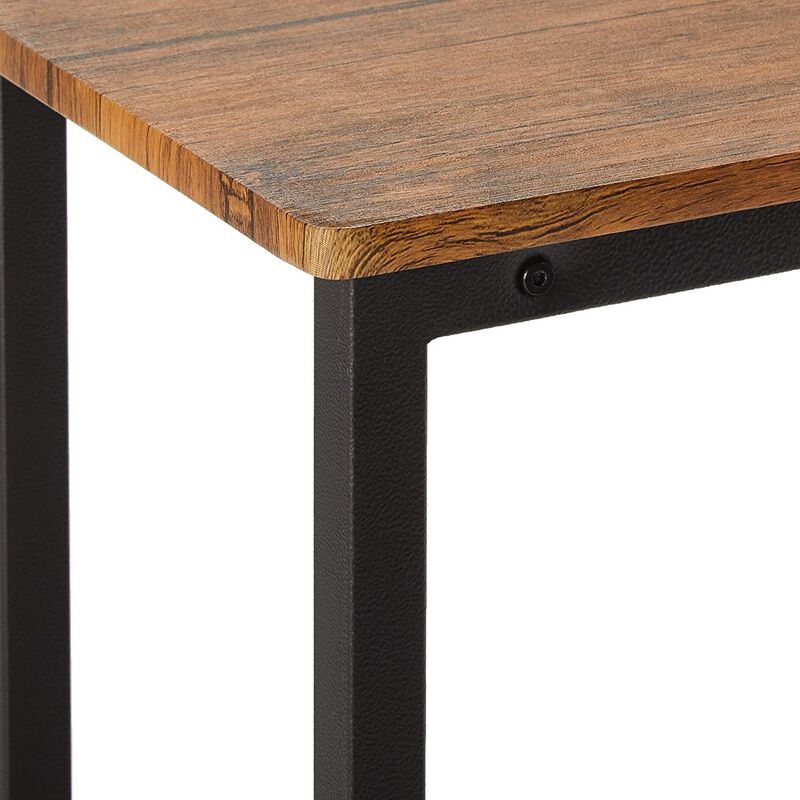 5 Piece Wooden Bar Table and Bar Stools with Metal Legs, Brown and Black - Benzara