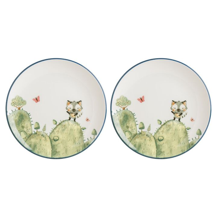 Minimeals dia.8.25" Round Decorated Porcelain Plate (Set of 2)