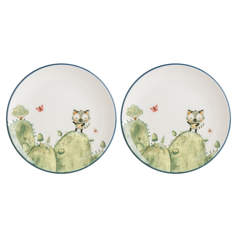 Minimeals dia.8.25" Round Decorated Porcelain Plate (Set of 2)