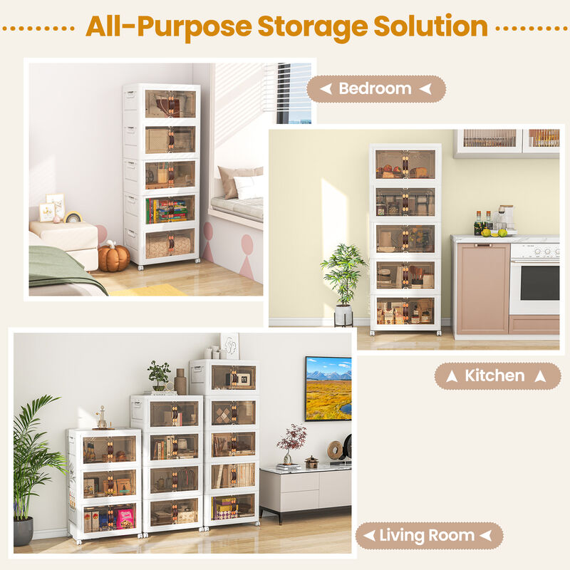 Stackable Storage Bins with 2 Lockable Wheels