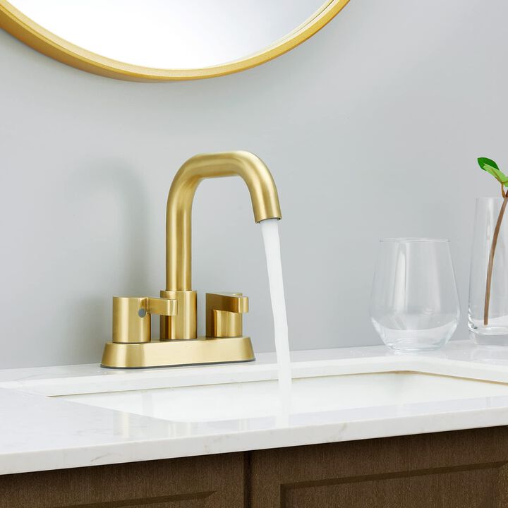 Centerset Bathroom Sink Faucet 2 Handles with Drain and Water Supply Kit