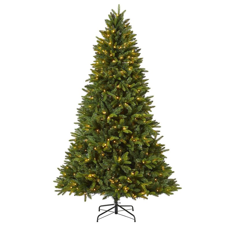 Nearly Natural Sun Valley Fir Artificial Christmas Tree with Clear LED Lights