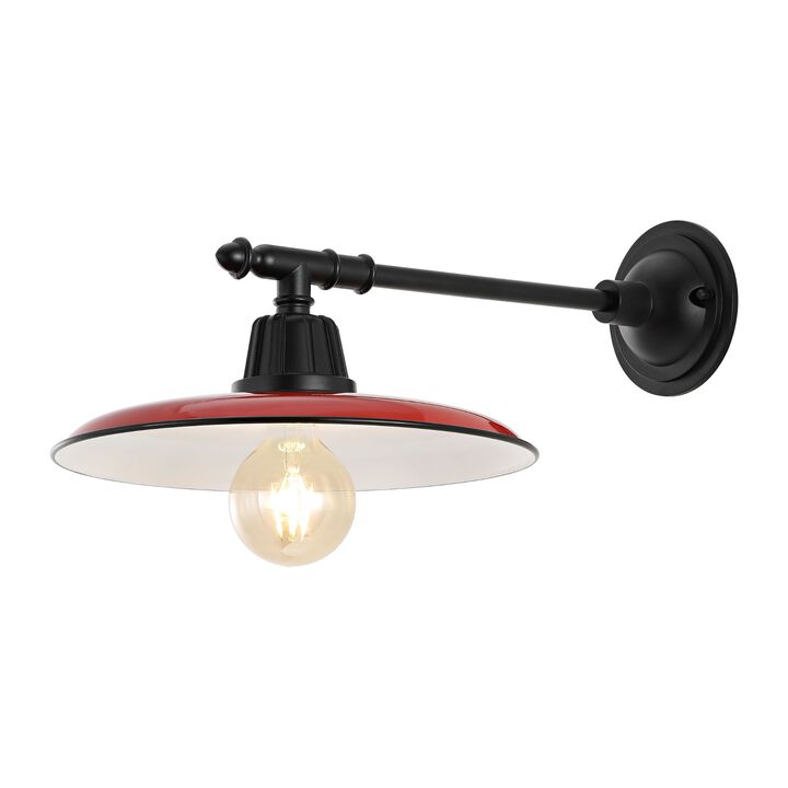 Bonner Farmhouse Industrial Indoor/Outdoor Iron LED Victorian Arm Outdoor Sconce