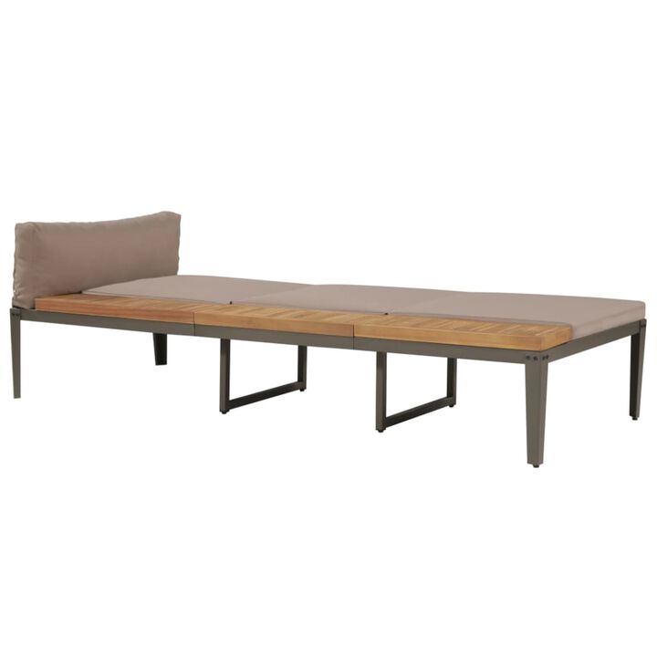 vidaXL Sun Lounger with Cushions Solid Acacia Wood Brown