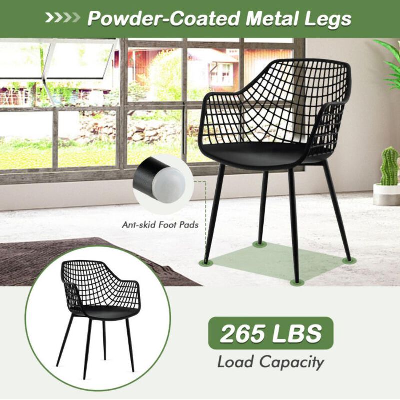 Hivvago Set of 4 Heavy Duty Modern Dining Chair with Airy Hollow Backrest