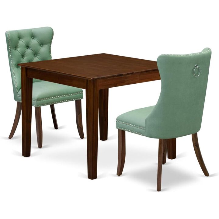 3 Piece Dining Room Table Set Contains a Square Solid Wood Table