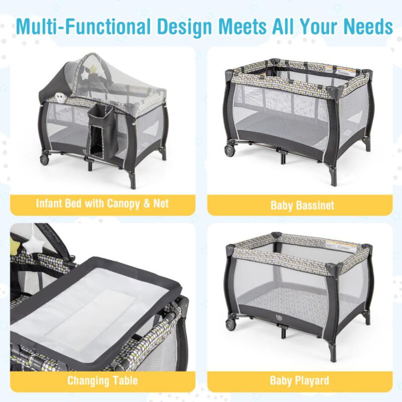 Hivvago Portable Baby Nursery Center 4-in-1 Portable Travel Crib