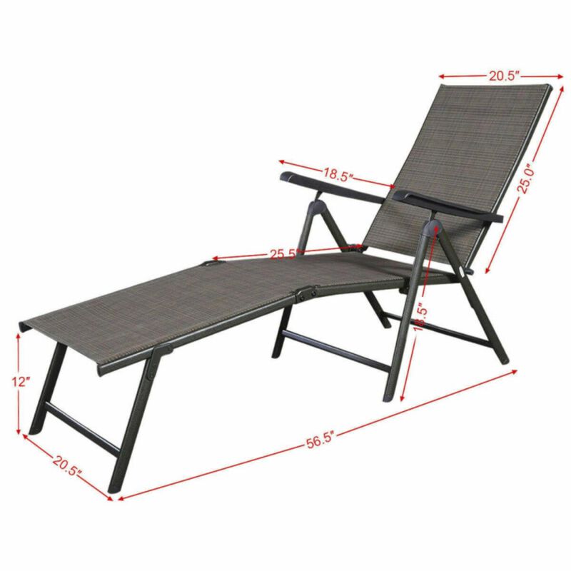 Hivvago Set of 2 Adjustable Chaise Lounge Chair with 5 Reclining Positions