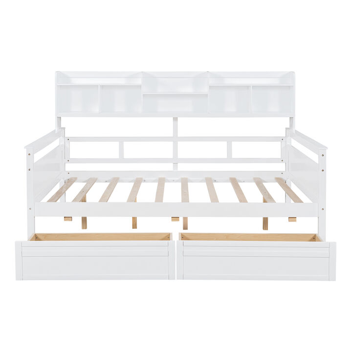 Merax Modern Daybed Bed with  Storage Shelves