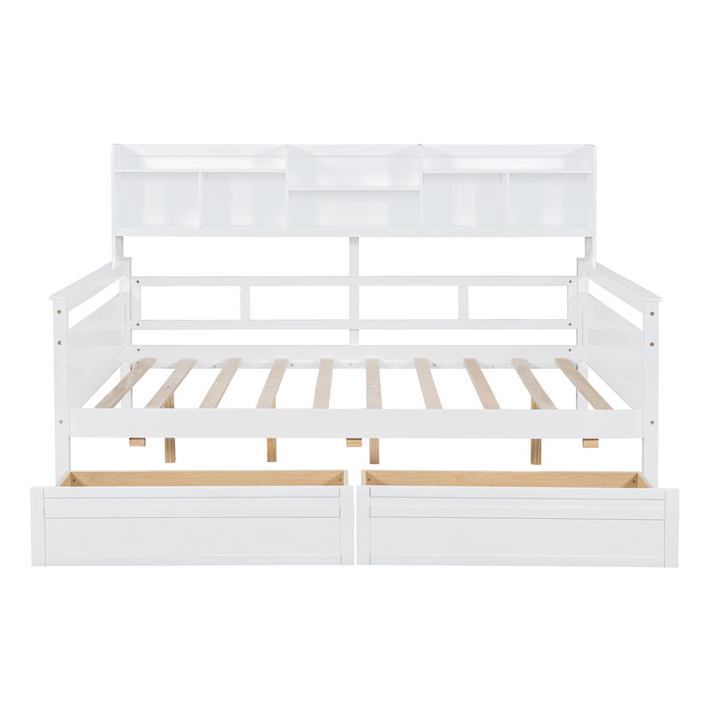 Merax Modern Daybed Bed with  Storage Shelves