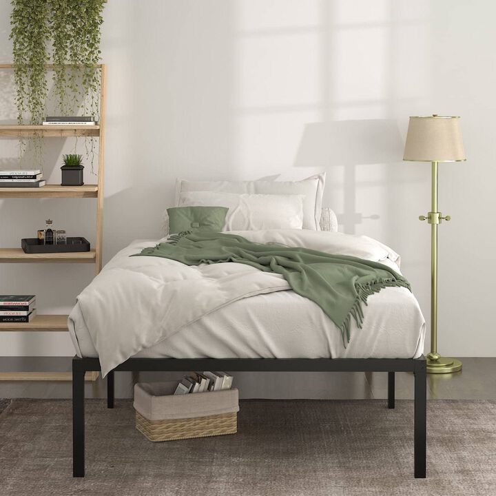 QuikFurn Twin 18-inch High Metal Platform Bed Frame with Under-bed Storage Space